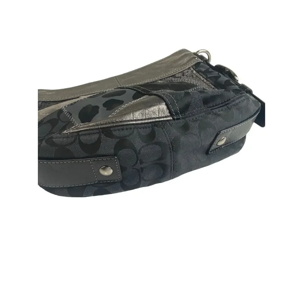 Coach Zoe Patchwork Silver Animal Print Black Gray Purse Suede Model f0873-12901 - Picture 3 of 16